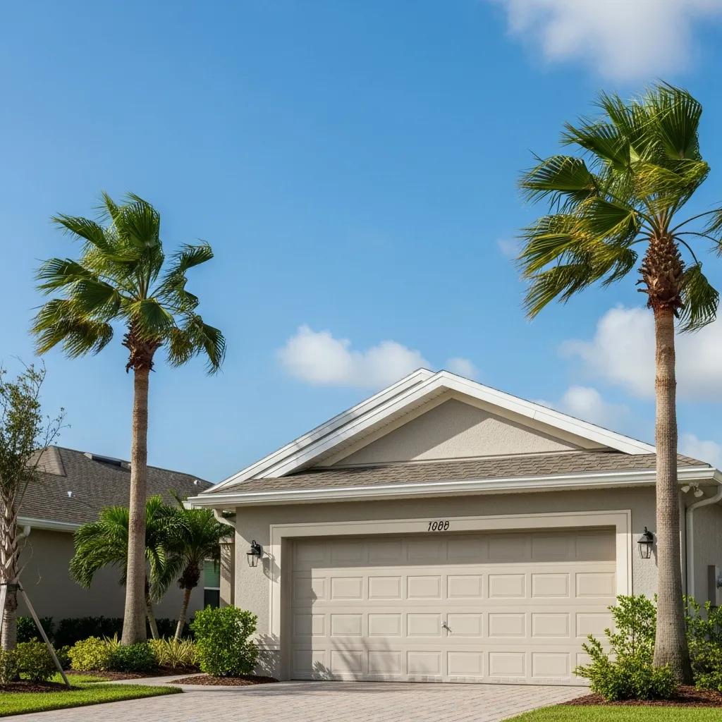 Florida home with a strong garage door designed for high wind resistance