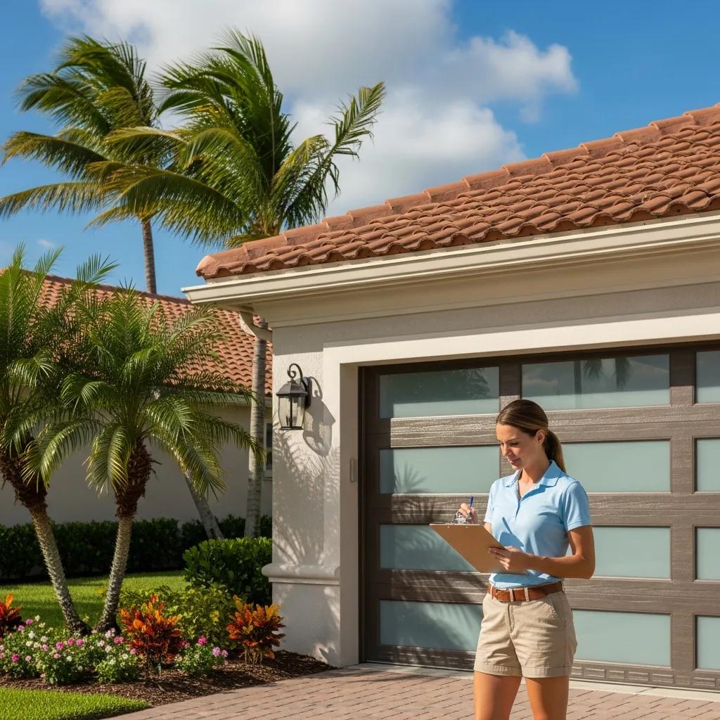 Homeowner evaluating a garage door company in South Florida